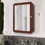 Premium Wooden Brown Bathroom Cabinet with Mirror & 7 Spacious Shelves