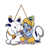 Designer Printed Krishna Wooden Wall Hanging