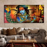 Lord Krishna Playing Flute Premium Canvas Wall Painting