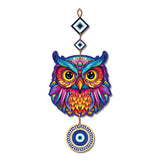 Wooden Owl Evil Eye Wall Hanging for Wall Decor