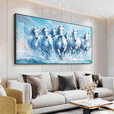 Galloping Horses Acrylic Wall Painting – Luxury Horse Wall Art for Living Room