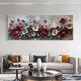 Large Abstract Flower Landscape Painting on Canvas Wall Art, Texture Wall Art,original Red Floral Wall Art Modern Wall Decor for Bedroom Online
