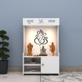 Divine LED Light Puja Shelf Ganesha Temple Stand Home Mandir Puja Mandir for Home, Office - White