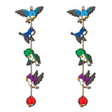 Multicolor 2 Pieces Sparrows Shaped Painted Wooden Wall Hangings