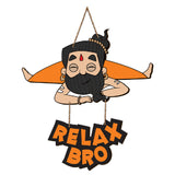 Funny Yoga Baba with Quote Relax Bro Wooden Wall Hanging