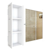Minimal Design Wooden Bathroom Cabinet Mirror with 5 Spacious Shelves with White Finish