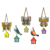 Multicolored Wooden Butterfly and Birds Wooden Wall Hanging