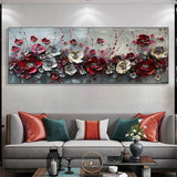 Large Abstract Flower Landscape Painting on Canvas Wall Art, Texture Wall Art,original Red Floral Wall Art Modern Wall Decor for Bedroom Online