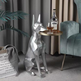 Dog Luna Diamond Decorative Showpiece with Tray in Gray Color