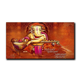 Auspicious Ganesha Playing Veena Canvas Wall Painting