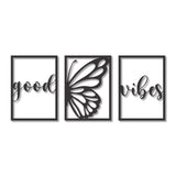 Set of 3 Pcs Good Vibes Wooden Wall Decor