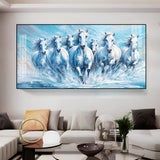 Galloping Horses Acrylic Wall Painting – Luxury Horse Wall Art for Living Room