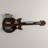 Guitar Backlit Wood Wall Shelf / Book Shelf / Night Light, Walnut Finish