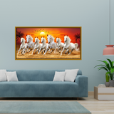 Premium Seven Running Horses at Sunrise Canvas Painting for Wall Decors