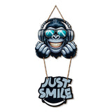 Just Smile Cartoon Gorilla with Sunglasses Printed Wooden Wall Hanging