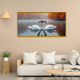 Serene Embrace Two Swans Birds Love Graceful Display Canvas Wall Paintings
