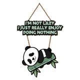 Lazy Panda Printed Wooden Wall Hanging with Quotes
