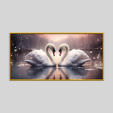 Serene Embrace Two Swans Birds Love Graceful Display Canvas Printed Wall Paintings
