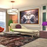 Serene Embrace Two Swans Birds Love Graceful Display Canvas Printed Wall Paintings