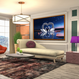 Beautifull Couple Swans Birds Forming Heart With Words Love It Canvas Wall Paintings