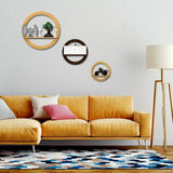 Circle Shape set of 3 Wood Wall Shelves / Book Shelf,Walnut and Oak Finish