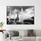 Dancing Fountain & Eiffle Tower Monochromic Framed Wall Art