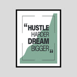 Hustle Harder Dream Bigger Motivational Posters Wall Frames for Students, Business, Employees, Startup