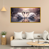 Serene Embrace Two Swans Birds Love Graceful Display Canvas Printed Wall Paintings