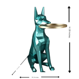 Dog Luna Diamond Decorative Showpiece with Tray in Green Color