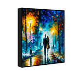 Abstract Texture Rainbow Trees with Walking Couple Love Canvas Wall Paintings & Arts