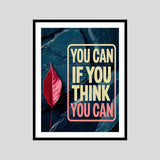 You Can If You Think You Can Motivational Posters Wall Frames for Students, Business, Employees, Startup