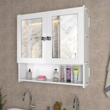 Space Saving Bathroom Mirror Cabinet with 5 Spacious Shelves- White
