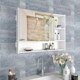 Large Bathroom Mirror Cabinet with 5 Spacious Shelves- White