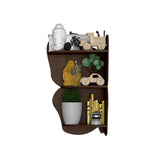 Butterfly Shape Wood Corner Wall Shelf / Book Shelf,Walnut Finish