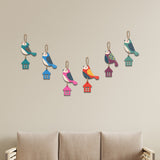 Multi Color Flying Birds Wooden Wall Hanging