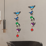 Multicolor 2 Pieces Sparrows Shaped Painted Wooden Wall Hangings