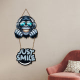 Just Smile Cartoon Gorilla with Sunglasses Printed Wooden Wall Hanging