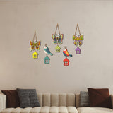 Multicolored Wooden Butterfly and Birds Wooden Wall Hanging