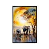 Colorful Big Elephants Abstract Design Canvas Printed Wall Paintings & Arts