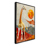 Colorful Big Giraffe with Sun Canvas Printed Wall Paintings & Arts