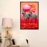 Zebra Oin The Nature Pink & Orange Canvas Printed Wall Paintings & Arts