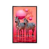 Zebra Oin The Nature Pink & Orange Canvas Printed Wall Paintings & Arts