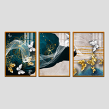 Elegant Butterfly & Abstract Flow Acrylic Canvas Art - 3 Piece Wall Decor Set