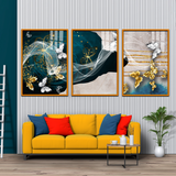 Elegant Butterfly & Abstract Flow Acrylic Canvas Art - 3 Piece Wall Decor Set