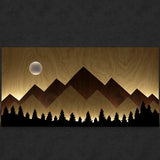 Layred Mountain Pallat Woood Art with Backlit Wood Wall Décor / Night Light, Walnut or Oak Finish