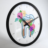 Floral Tooth Dentist Office Wall Clock
