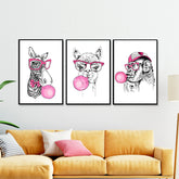 Perky Bubble Gum Animal Wall Frame Set of 3
