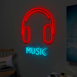 "Music" Headphone Neon LED Light