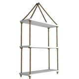 Planter Shelf Wooden Wall Hanging with Rope (White Color)