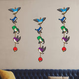 Multicolor 2 Pieces Sparrows Shaped Painted Wooden Wall Hangings